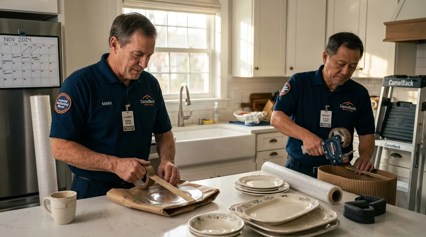 Professional crew packing kitchen dishware in Canby, OR