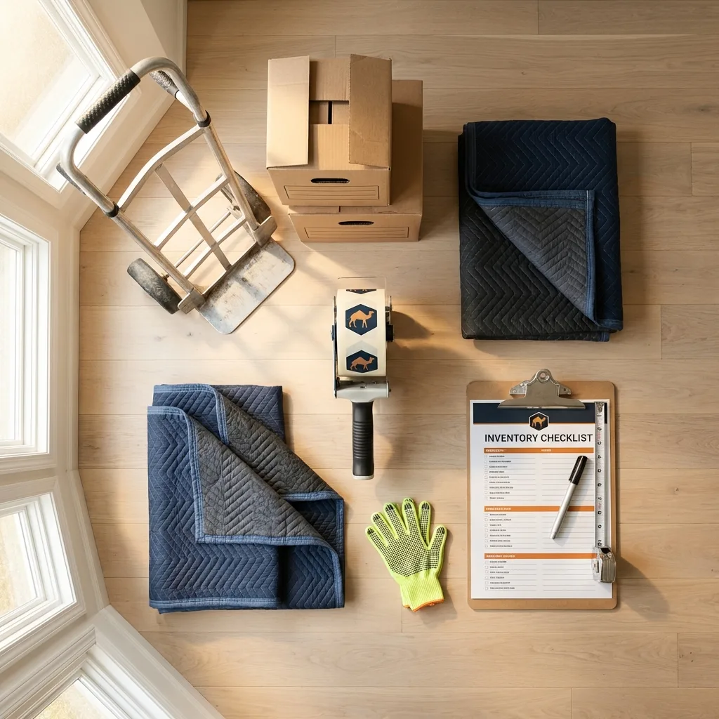 Professional moving supplies and packing materials layout for Canby residential relocations
